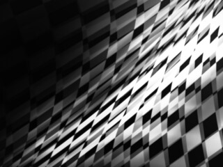 Geometric abstract pattern. Used a checkerboard pattern. There is graininess, blur.