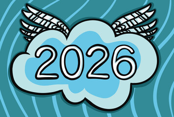 2026 Happy New Year logo text design. 2026 number design template. Brochure design template.