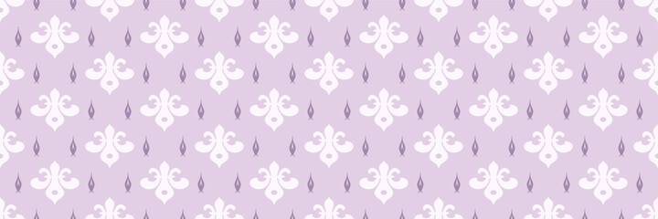 Beautiful background image with decorative ornament on medium purple background for your design projects, seamless pattern, wallpaper textures with flat design. Vector illustration