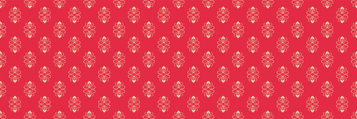 Beautiful background image with decorative ornament on a red background for your design projects, seamless pattern, wallpaper textures with flat design. Vector illustration