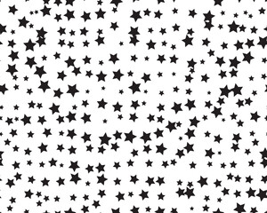 Seamless pattern with black stars on a white background