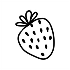 Hand drawn cute doodle strawberry strawberry kawaii vector doodle