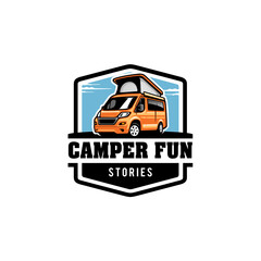 RV - camper van - caravan - motor home logo vector