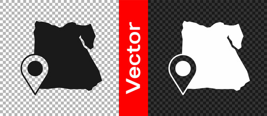 Black Map of Egypt icon isolated on transparent background. Vector