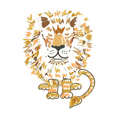 lion sitting drawing vector illustration