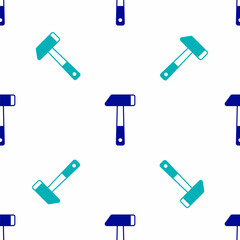 Blue Hammer icon isolated seamless pattern on white background. Tool for repair. Vector