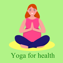Pregnant woman doing exercise. Yoga positions in butterfly or lotus Pose. yoga for health. Vector illustration