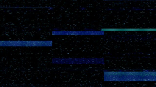 Grid of dots. Abstract neon matrix background with colored dots on black surface. Matrix of dots generating and moving on the edge. Points and lines as morse code.