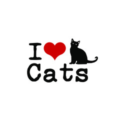 I love cats vector illustration.