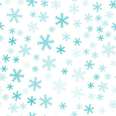 Christmas seamless pattern with colored snowflake, winter festive ornament for wrapping paper for gifts