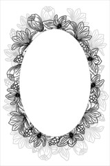 Black and white frame for text with floral ornaments