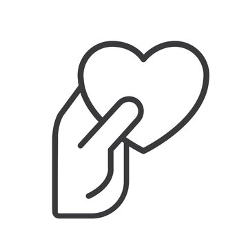 Hand holding a heart, iconm vector.