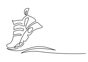 Sport shoes. Sneakers. Continuous line drawing illustration.