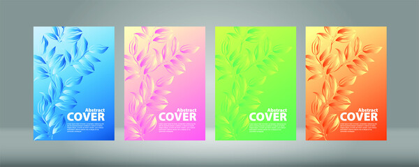 A set of vector covers with the image of leaves. Artistic drawing of foliage lines in watercolor. Abstract plant art design for cover art, canvas prints, posters, home decor, cover art, wallpaper.