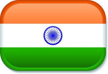 Flag of India. 3d Button.