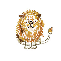 lion sitting drawing vector illustration