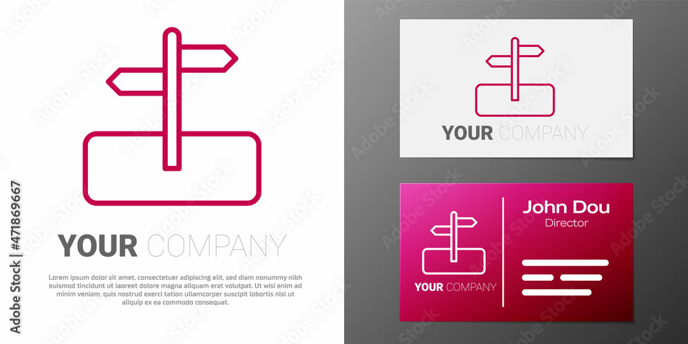 Poster logotype line road traffic sign. signpost icon isolated on white background. pointer symbol. isolate