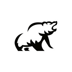art illustration Stand bear with roaring logo design inspiration