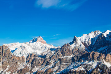 Fototapeta na wymiar Dolomities winter mountains ski resort