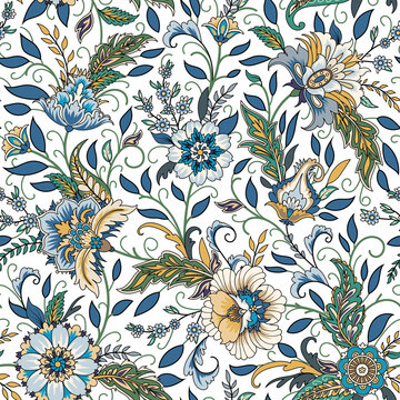 Seamless pattern with decorative flowers