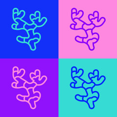 Pop art line Ginger root icon isolated on color background. Vector