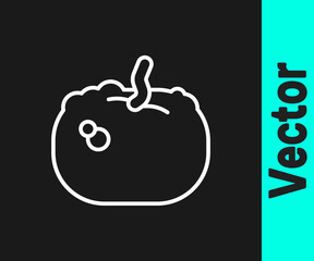 White line Pumpkin icon isolated on black background. Happy Halloween party. Vector