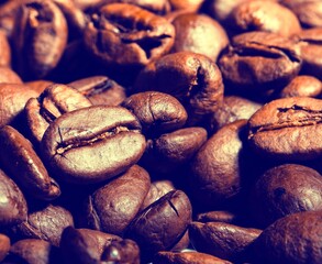 Roasted aromatic brown coffee beans