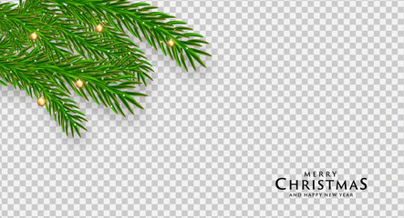 Realistic merry christmas and happy new year isolated background design