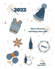 Vector Christmas stickers. Winter pictures. Vector pictures for the coming New Year.