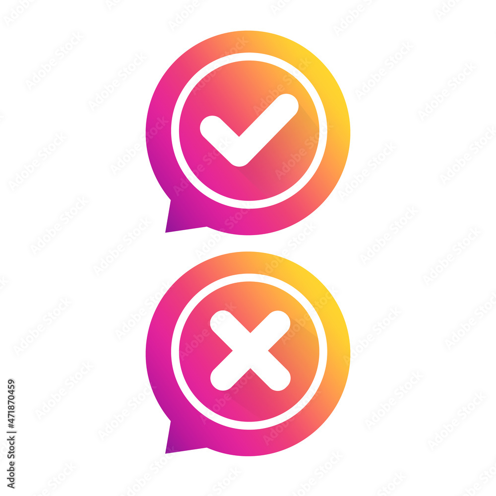 Poster a set of colored sticks symbolizing a positive answer and crosses symbolizing a negative answer.