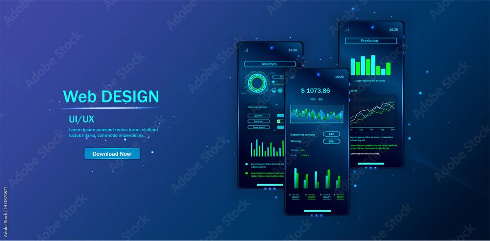 Poster mobile applications. creating a mobile application. user experience. various ui, ux, graphical inter