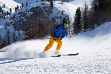 Alpine skier on slope at Cortina - 471870850