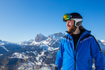 Happy skier on slope at Cortina - 471871040