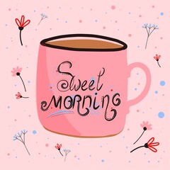 sweet morning. Festive inscription. Christmas lettering. Vector illustratio