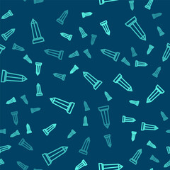 Green line Obelisk of Alexandria icon isolated seamless pattern on blue background. Stone monument. Historical monument. High pillar memorial and column. Vector