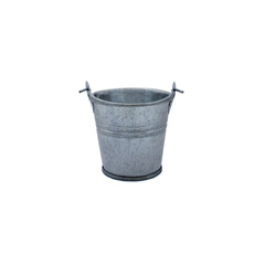 Photo of little metalic bucket isolated on a white background