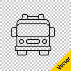 Black line Fire truck icon isolated on transparent background. Fire engine. Firefighters emergency vehicle. Vector