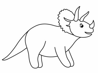 Vector cute dinosaur line icon isolated on white background. Funny outline dino character. Cute prehistoric reptile black and white illustration. Triceratops coloring page. © Lexi Claus