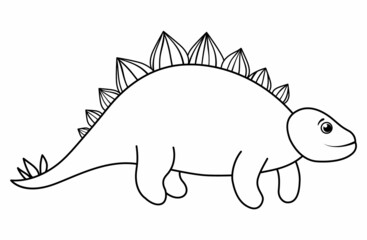 Vector cute dinosaur line icon isolated on white background. Funny black and white dino character. Cute prehistoric reptile outline illustration. Stegosaurus coloring page.