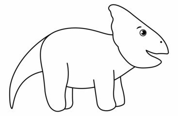 Vector cute dinosaur line icon isolated on white background. Funny black and white dino character. Cute prehistoric reptile outline illustration. Protoceratops coloring page.