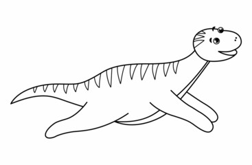 Vector cute dinosaur line icon isolated on white background. Funny outline dino character. Cute prehistoric reptile black and white illustration. Diplodocus coloring page.
