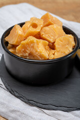 Cheese tasting, small pieces of old Dutch hard cheese