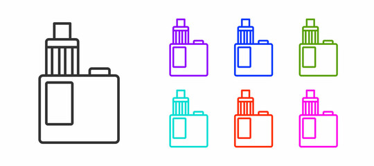 Black line Vape mod device icon isolated on white background. Vape smoking tool. Vaporizer Device. Set icons colorful. Vector