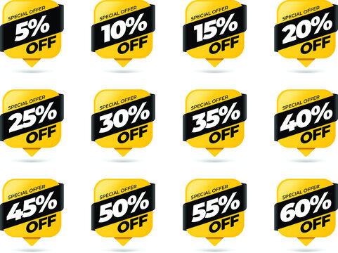 set of yellow sale labels