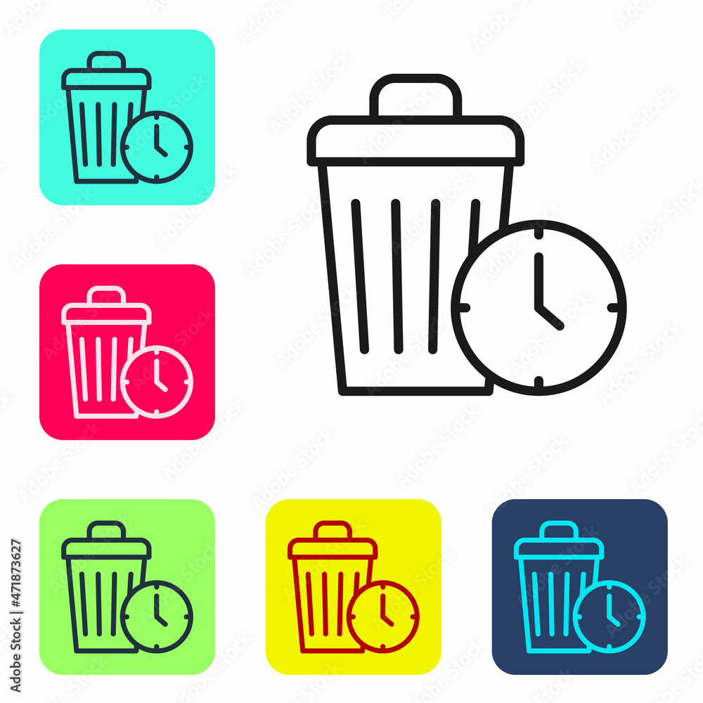 Poster black line waste of time icon isolated on white background. trash can. garbage bin sign. recycle bas