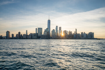 Lower Manhattan skyline at sunrise, New York City, USA - obrazy, fototapety, plakaty