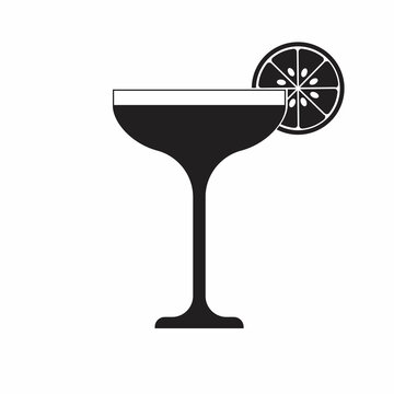 recommend clip art: Alcohol cocktail icon in flat style. Drink glass