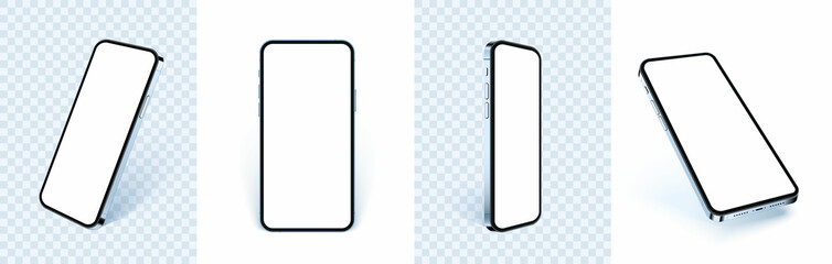 3d mobile phone mockup isolated with white screen.