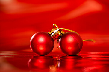 red christmas gift. Christmas photo. 