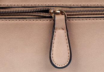 fragment of a woman's handbag with a lock and a snake close-up.